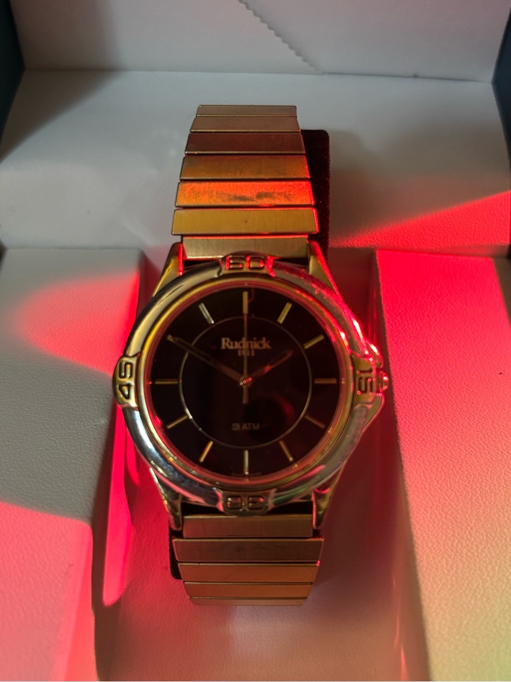 Vintage Rudrick 1911 Gold-Tone Steel quartz Watch - Black Dial